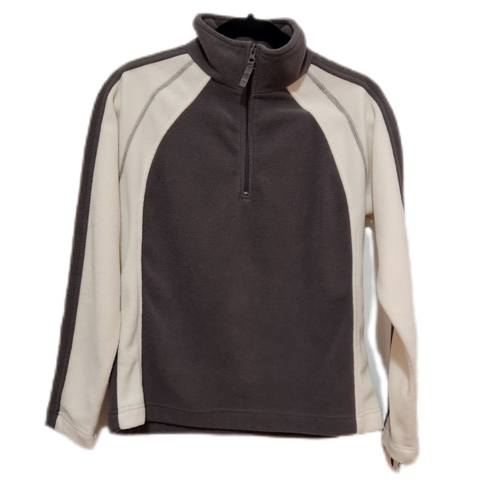 Eagle Canyon Quarter Zip High Collar Fleece Pulllover Men's Medium Brown & Cream